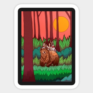 The forest and the bear Sticker